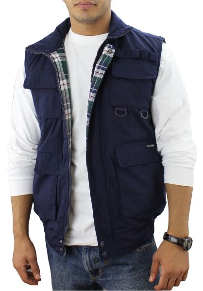 navy sleeveless jacket